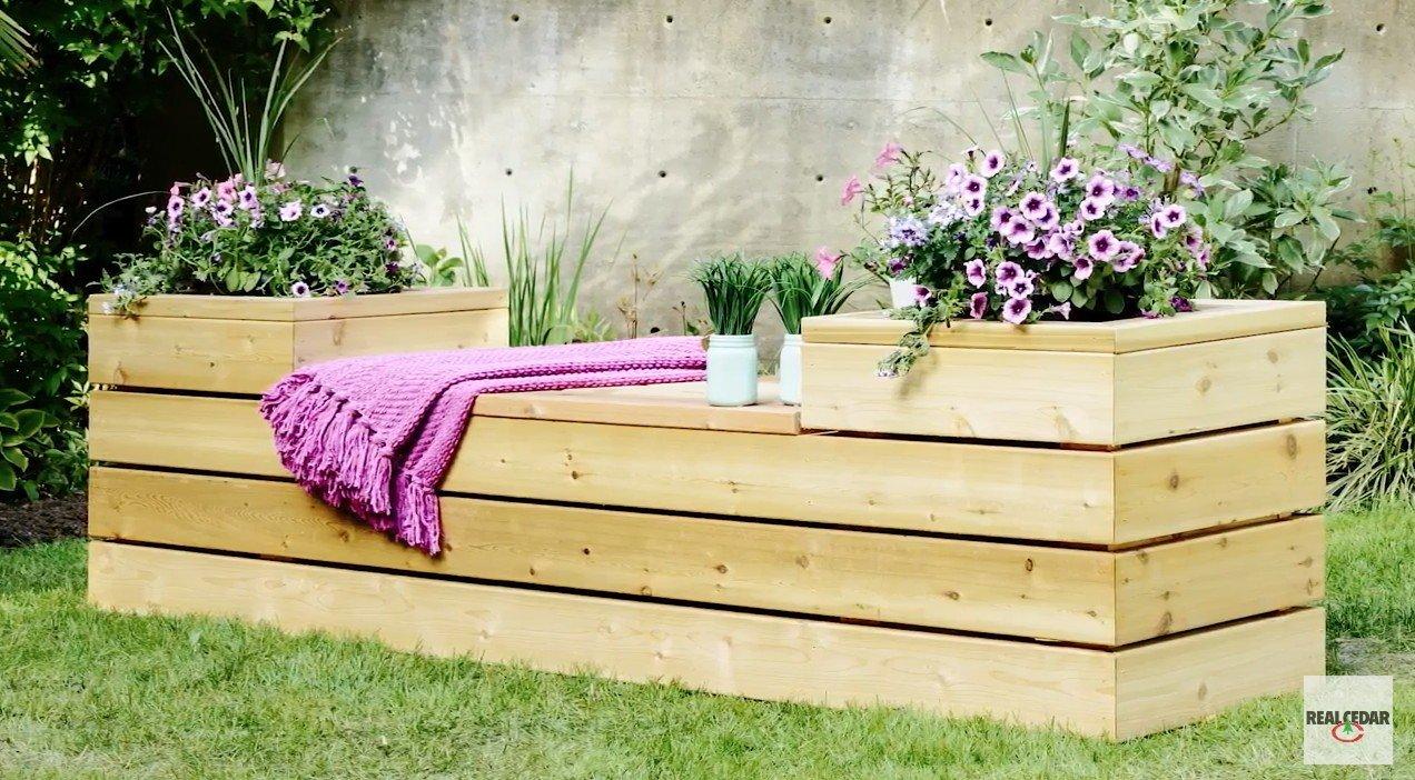 diy cedar bench closeup