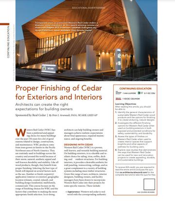 Proper Finishing of Cedar for Exteriors and Interiors
